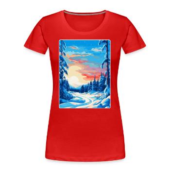 Lappland Finnland Vintage Reiseplakat Souvenir WPA - Frauen Premium Bio T-Shirt - Rot - Vorne - Mia (176cm)