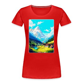 Engelberg Suisse Affiche de voyage vintage WPA - T-shirt bio Premium Femme - rouge - Devant - Mia (176cm)