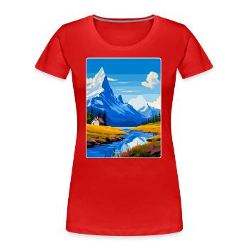 Affiche de voyage des montagnes scandinaves en Suède WPA - T-shirt bio Premium Femme - rouge - Devant - Mia (176cm)