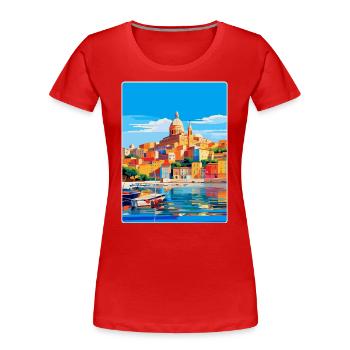 Cagliari Italie Affiche de voyage vintage Souvenir WPA - T-shirt bio Premium Femme - rouge - Devant - Mia (176cm)