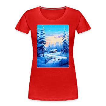 Lappland Finnland Vintage Reiseplakat Souvenir WPA - Frauen Premium Bio T-Shirt - Rot - Vorne - Mia (176cm)