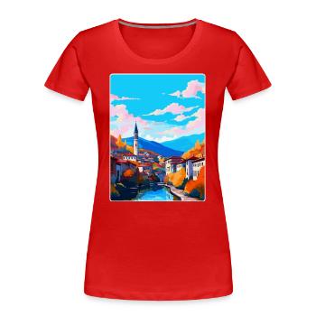 Sarajevo Bosnie-Herzégovine Affiche de voyage vintage - T-shirt bio Premium Femme - rouge - Devant - Mia (176cm)