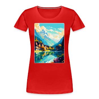 Interlaken Switzerland Vintage Travel Poster WPA - Women's Premium Organic T-Shirt - red - Front - Mia (176cm)