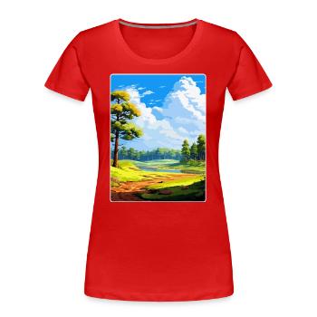Forêt De Fontainebleau France Affiche De Voyage WPA - T-shirt bio Premium Femme - rouge - Devant - Mia (176cm)