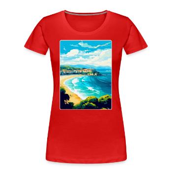 San Sebastian Spanien Vintage Reiseplakat Souvenir - Frauen Premium Bio T-Shirt - Rot - Vorne - Mia (176cm)