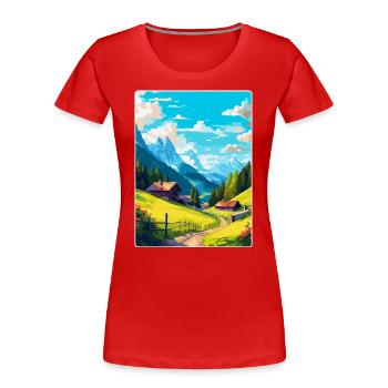 Appenzell Suisse Affiche de voyage vintage WPA - T-shirt bio Premium Femme - rouge - Devant - Mia (176cm)