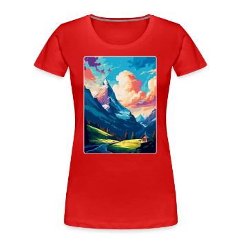 Grindelwald Suisse Affiche de voyage vintage WPA - T-shirt bio Premium Femme - rouge - Devant - Mia (176cm)