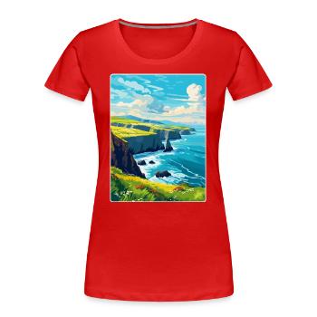 Péninsule de Dingle Irlande Royaume-Uni Affiche de voyage vintage - T-shirt bio Premium Femme - rouge - Devant - Mia (176cm)
