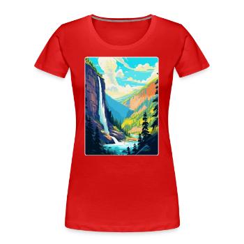 Affiche de voyage des chutes de Reichenbach en Suisse WPA - T-shirt bio Premium Femme - rouge - Devant - Mia (176cm)