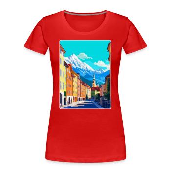 Innsbruck Österreich Vintage Reiseplakat Souvenir - Frauen Premium Bio T-Shirt - Rot - Vorne - Mia (176cm)