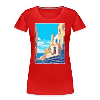 Rhodes Grèce Vintage Voyage Poster WPA Souvenir - T-shirt bio Premium Femme - rouge - Devant - Mia (176cm)