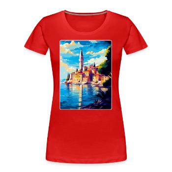 Rovinj Kroatien Vintage Reiseplakat Souvenir WPA - Frauen Premium Bio T-Shirt - Rot - Vorne - Mia (176cm)