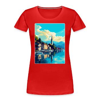 Bregenz Österreich Vintage Reiseplakat Souvenir WPA - Frauen Premium Bio T-Shirt - Rot - Vorne - Mia (176cm)