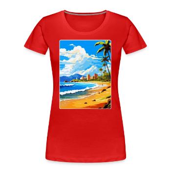 Playa De Las Americas Spanien Vintage Reiseplakat - Frauen Premium Bio T-Shirt - Rot - Vorne - Mia (176cm)