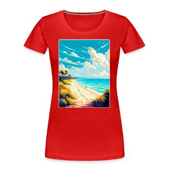 Strand Podrace Kroatien Vintage Reiseposter WPA - Frauen Premium Bio T-Shirt - Rot - Vorne - Mia (176cm)