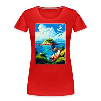 Paklinski Inseln Kroatien Vintage Reiseposter - Frauen Premium Bio T-Shirt - Rot - Vorne - Mia (176cm)