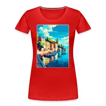 Cres Kroatien Vintage Reiseplakat WPA Souvenir - Frauen Premium Bio T-Shirt - Rot - Vorne - Mia (176cm)