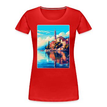 Lovran Kroatien Vintage Reiseplakat Souvenir WPA - Frauen Premium Bio T-Shirt - Rot - Vorne - Mia (176cm)
