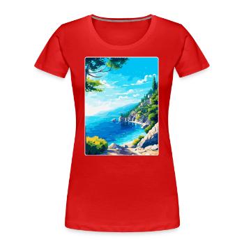 Brela Kroatien Vintage Reiseposter WPA Souvenir - Frauen Premium Bio T-Shirt - Rot - Vorne - Mia (176cm)