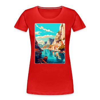 Omis Kroatien Vintage Reiseplakat WPA Souvenir - Frauen Premium Bio T-Shirt - Rot - Vorne - Mia (176cm)