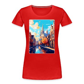 Gand, Belgique, Affiche de voyage vintage WPA, Souvenir - T-shirt bio Premium Femme - rouge - Devant - Mia (176cm)