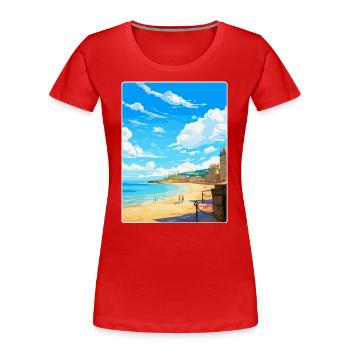 Saint Malo France Poster de voyage vintage souvenir - T-shirt bio Premium Femme - rouge - Devant - Mia (176cm)