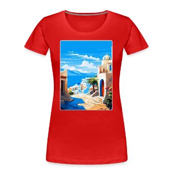 Kos Grèce Affiche de voyage vintage souvenir souvenir - T-shirt bio Premium Femme - rouge - Devant - Mia (176cm)