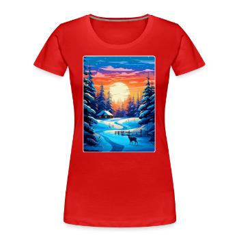 Lappland Finnland Vintage Reiseplakat Souvenir WPA - Frauen Premium Bio T-Shirt - Rot - Vorne - Mia (176cm)