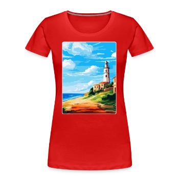 Faro Portugal Affiche de voyage vintage WPA Souvenir - T-shirt bio Premium Femme - rouge - Devant - Mia (176cm)