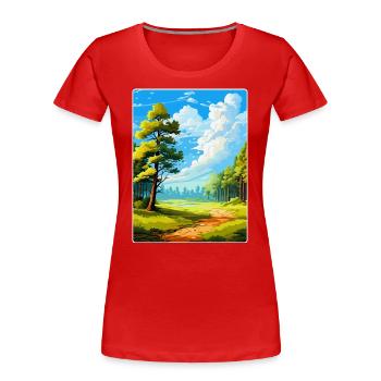 Forêt De Fontainebleau France Affiche De Voyage WPA - T-shirt bio Premium Femme - rouge - Devant - Mia (176cm)