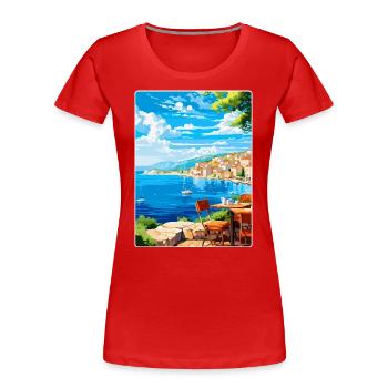 Kroatien Vintage Reiseplakat Souvenir Souvenir - Frauen Premium Bio T-Shirt - Rot - Vorne - Mia (176cm)