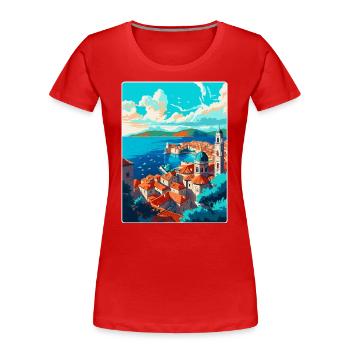 Dubrovnik Kroatien Vintage Reiseplakat Souvenir - Frauen Premium Bio T-Shirt - Rot - Vorne - Mia (176cm)