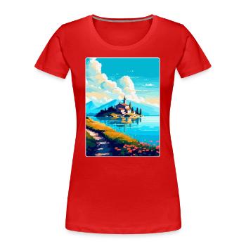 Visovac Kroatien Vintage Reiseplakat Souvenir WPA - Frauen Premium Bio T-Shirt - Rot - Vorne - Mia (176cm)