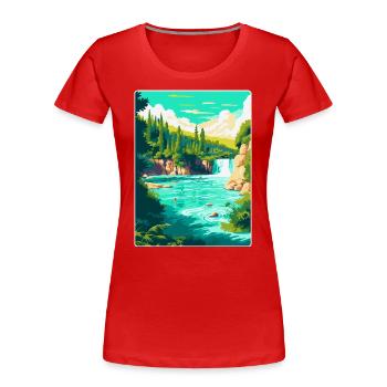 Krka Nationalpark Kroatien Vintage Reiseplakat - Frauen Premium Bio T-Shirt - Rot - Vorne - Mia (176cm)