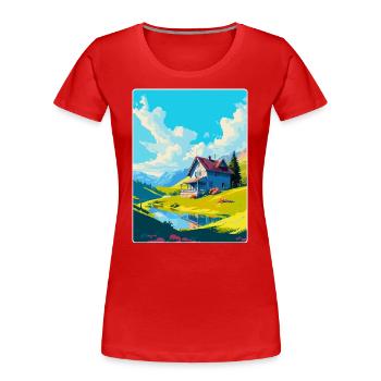 Appenzell Suisse Affiche de voyage vintage WPA - T-shirt bio Premium Femme - rouge - Devant - Mia (176cm)