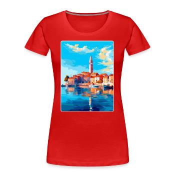 Vodice Kroatien Vintage Reiseplakat Souvenir WPA - Frauen Premium Bio T-Shirt - Rot - Vorne - Mia (176cm)