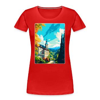 Baden Baden Allemagne Affiche de voyage vintage souvenir - T-shirt bio Premium Femme - rouge - Devant - Mia (176cm)