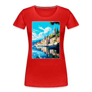 Skradin Kroatien Vintage Reiseplakat Souvenir WPA - Frauen Premium Bio T-Shirt - Rot - Vorne - Mia (176cm)