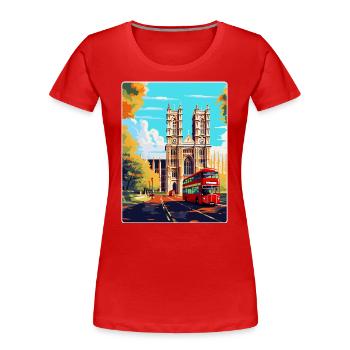 Abbaye de Westminster Londres Angleterre Royaume-Uni Affiche de voyage - T-shirt bio Premium Femme - rouge - Devant - Mia (176cm)