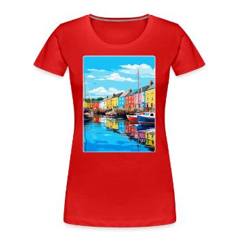 Plymouth England Uk Vintage Reiseplakat Souvenir - Frauen Premium Bio T-Shirt - Rot - Vorne - Mia (176cm)