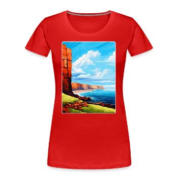 Isle Of Hoy Scotland Uk Vintage Travel Poster WPA - Women's Premium Organic T-Shirt - red - Front - Mia (176cm)