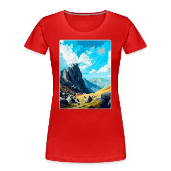 Glyder Fach Pays de Galles Royaume-Uni Affiche de voyage vintage WPA Art - T-shirt bio Premium Femme - rouge - Devant - Mia (176cm)
