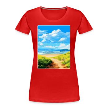 Northumberland Vintage Voyage Poster Souvenir WPA - T-shirt bio Premium Femme - rouge - Devant - Mia (176cm)