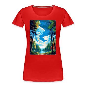 Forêt de Dean Vintage Voyage Poster Souvenir WPA - T-shirt bio Premium Femme - rouge - Devant - Mia (176cm)