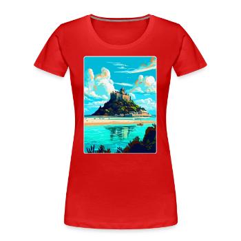 St Michaels Mount England Uk Travel Poster WPA - Women's Premium Organic T-Shirt - red - Front - Mia (176cm)