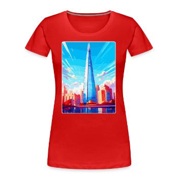 The Shard England Uk Reiseposter Souvenir WPA - Frauen Premium Bio T-Shirt - Rot - Vorne - Mia (176cm)