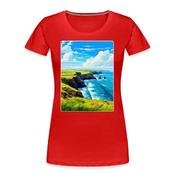 Péninsule de lézard, Cornouailles, Angleterre, Royaume-Uni, Affiche de voyage - T-shirt bio Premium Femme - rouge - Devant - Mia (176cm)
