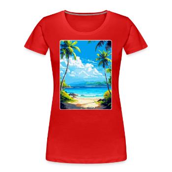 Île Caraïbes Voyage Poster Souvenir - T-shirt bio Premium Femme - rouge - Devant - Mia (176cm)
