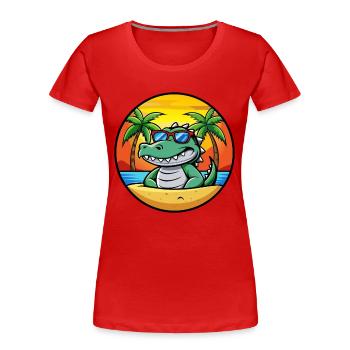 Crocodile Funny Cartoon Summer Beach Sunglasses - Women's Premium Organic T-Shirt - red - Front - Mia (176cm)