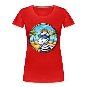 Zebra Lustige Cartoon Sommer Strand Sonnenbrille Cool - Frauen Premium Bio T-Shirt - Rot - Vorne - Mia (176cm)